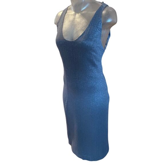 Vintage 90's Gianni VERSACE Sexy Sheath Dress GORGEOUS COLOR Size 42 US 8 Blue - Picture 1 of 16